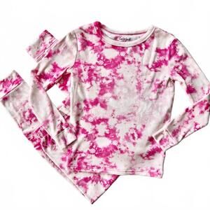EUC Cat & Jack ~ 2pc Pink Tie-Dye Snowflake Print Pajama Set ~ Size 10